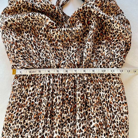 Free People Animal Instincts Maxi Halter Open Back Dress in Cheetah Combo Size 0 - Picture 12 of 12